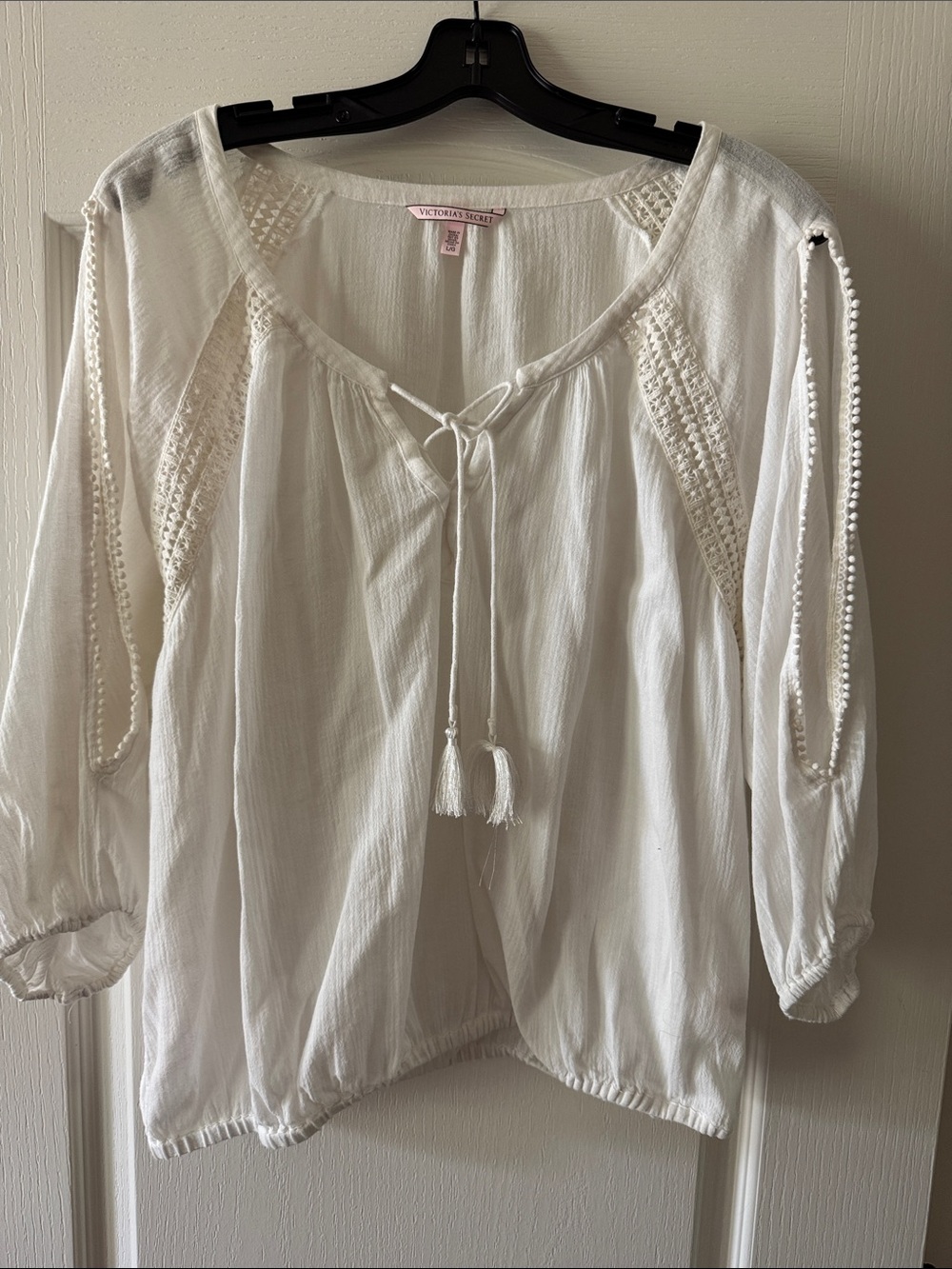 Victoria's Secret White Tassel Peasant Tunic Top
